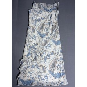Alyn Paige Maxi Dress Blue Floral‎ Paisley Sleeveless Summer Party Occasion